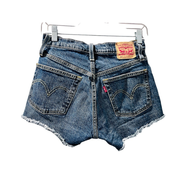 Levi Strauss 501 Cut Off Button Fly Denim Jean Shorts Waist 25" Women's Blue - Picture 5 of 7